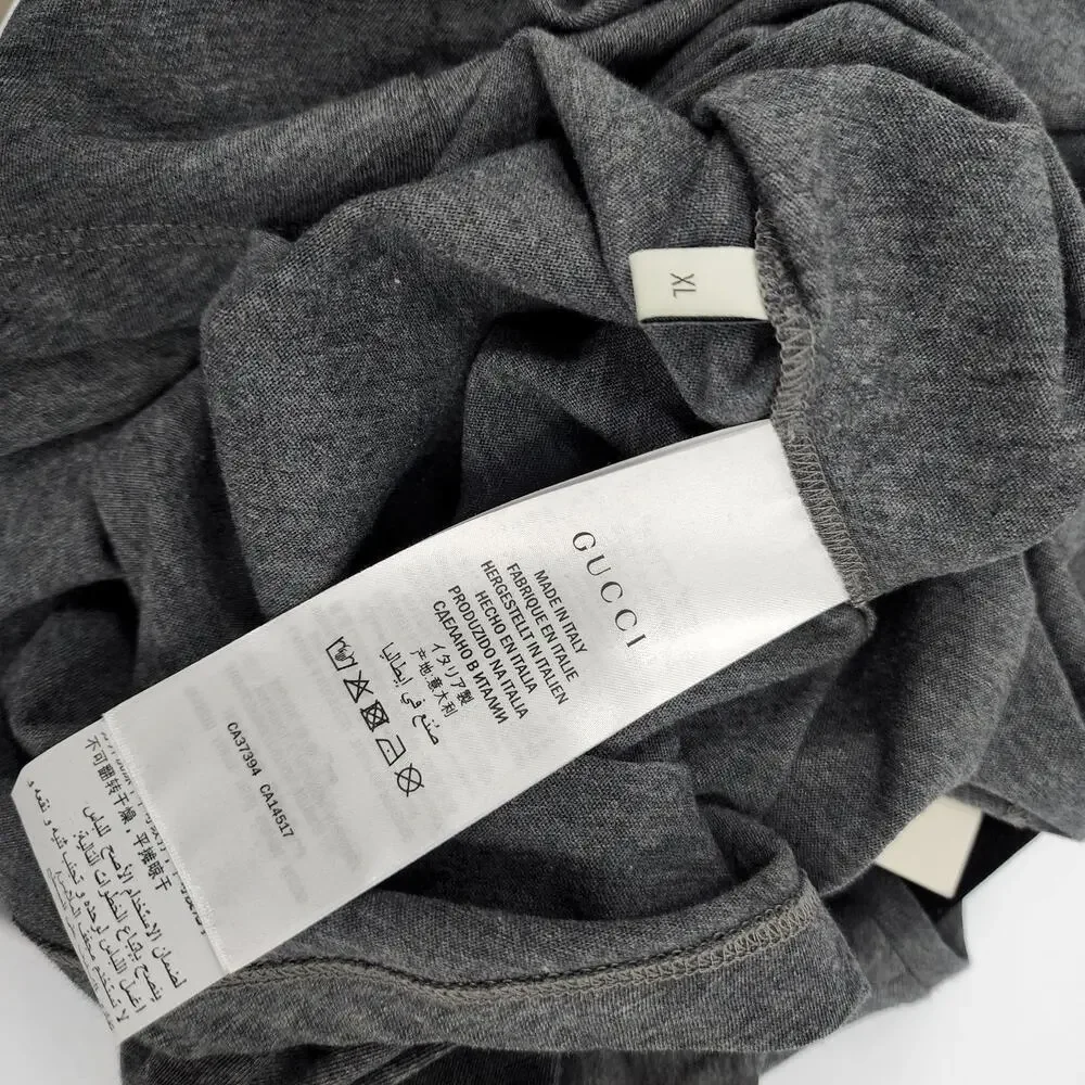 Unisex NWT Gucci Classic Logo Print T-shirt Gray sz XL - Picture 6 of 7